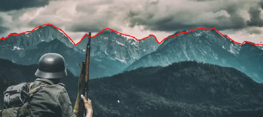 image de montagne dont la crête est surlignée